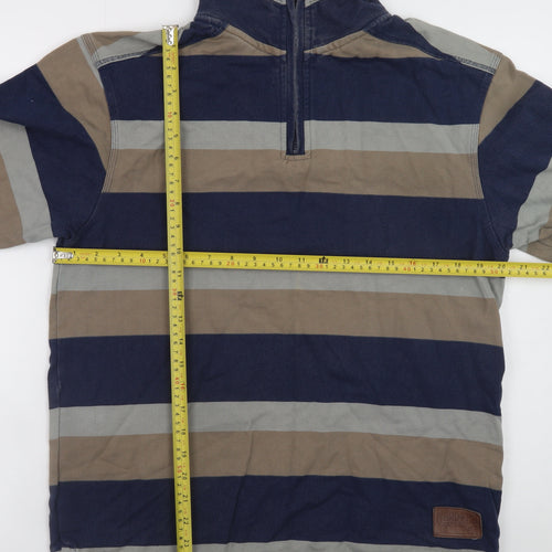 Weird Fish Men's Blue Striped 1/4 Zip Sweatshirt Size S