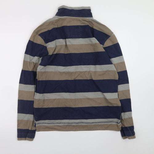 Weird Fish Men's Blue Striped 1/4 Zip Sweatshirt Size S