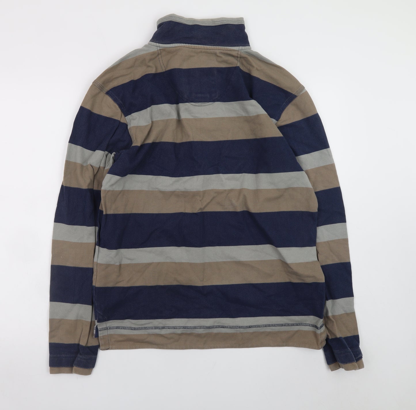 Weird Fish Men's Blue Striped 1/4 Zip Sweatshirt Size S