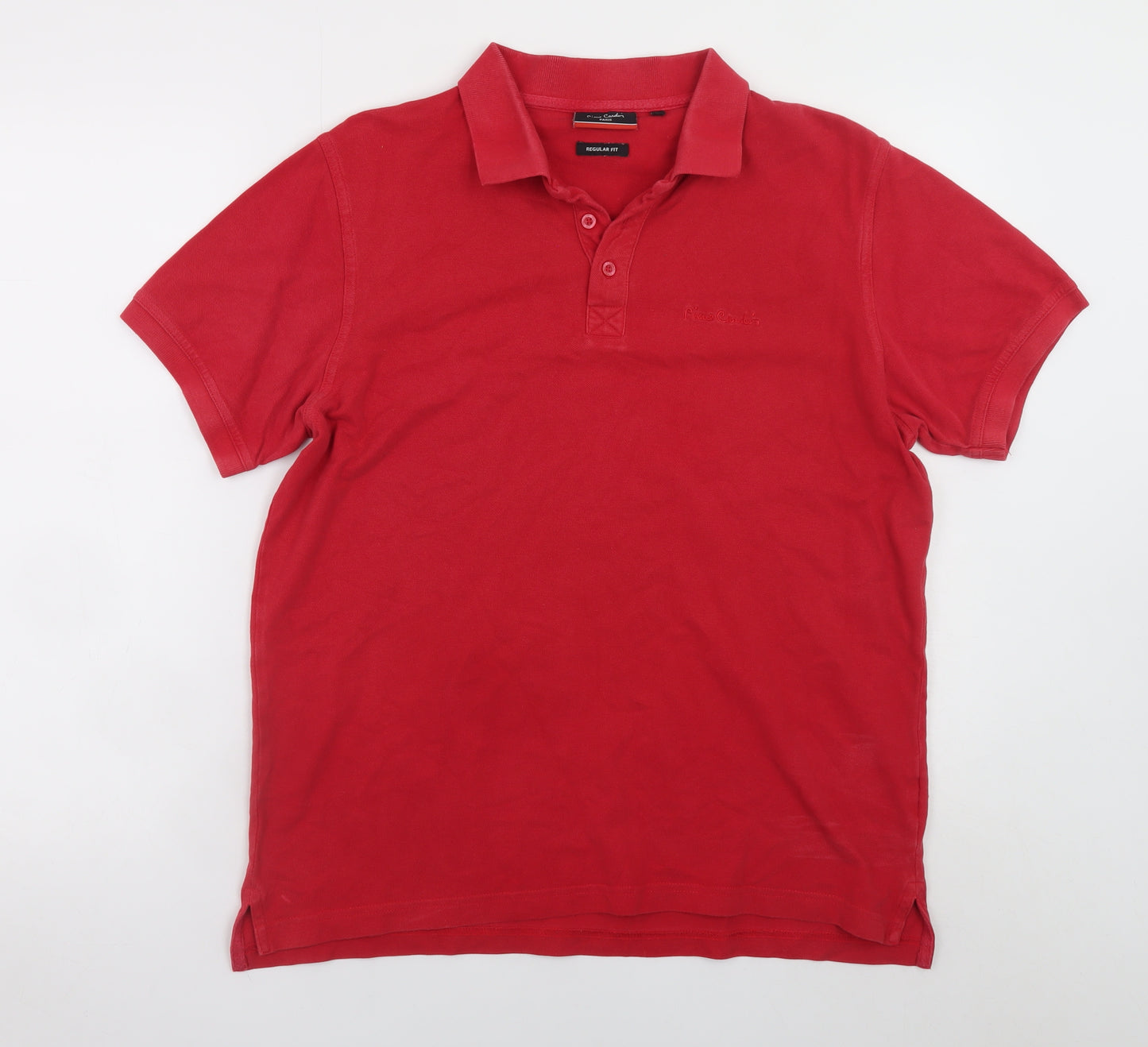 Pierre Cardin Men's Red Cotton Short Sleeve Polo Shirt L Regular Fit