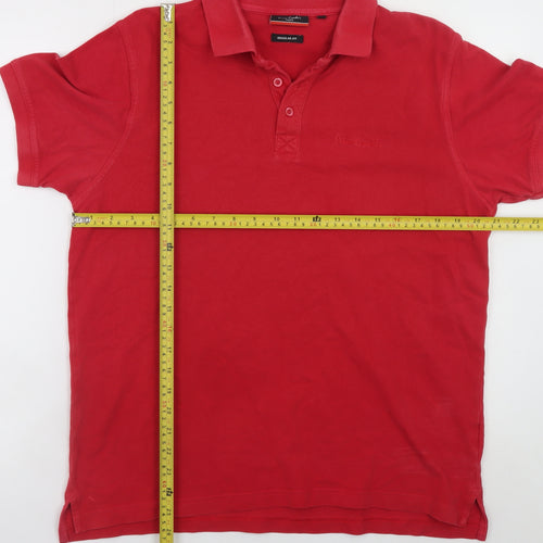 Pierre Cardin Men's Red Cotton Short Sleeve Polo Shirt L Regular Fit