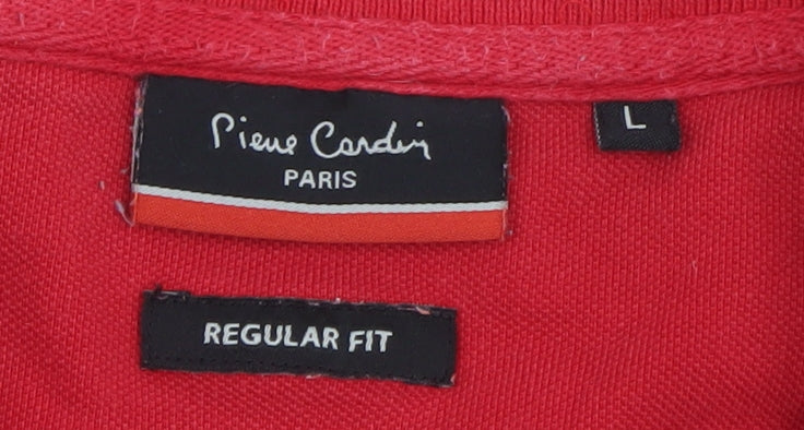Pierre Cardin Men's Red Cotton Short Sleeve Polo Shirt L Regular Fit