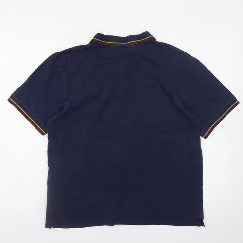 Next Men's Navy Short Sleeve Polo Shirt L Cotton Stretch Classic Fit