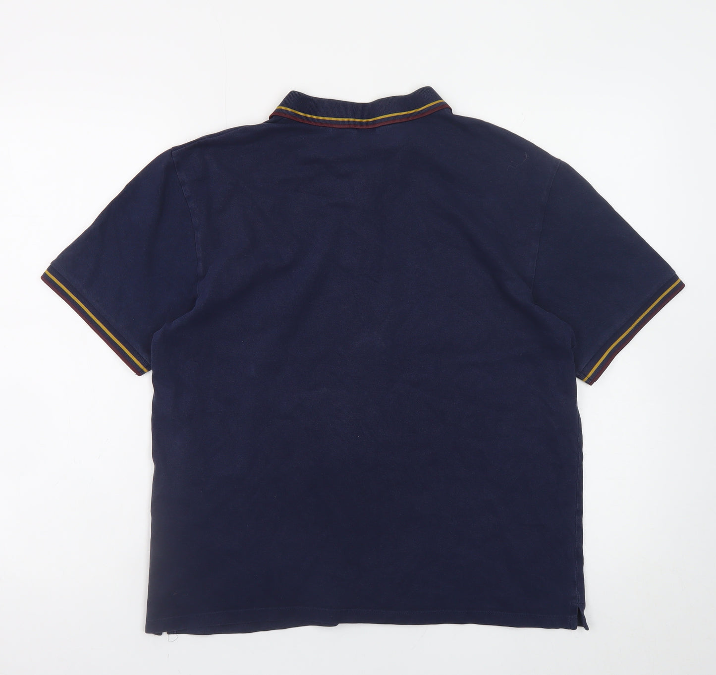 Next Men's Navy Short Sleeve Polo Shirt L Cotton Stretch Classic Fit
