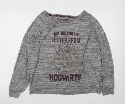 Harry Potter Women Grey L Jersey Long Sleeve Crew Neck Top