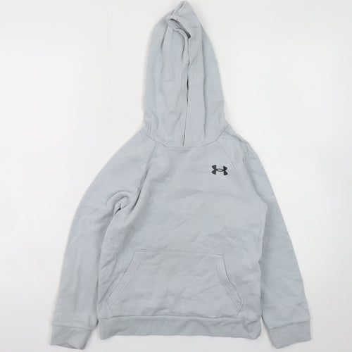 Under Armour Boys Grey Pullover Hoodie YSM 7-8 Years Fleece Sportswear