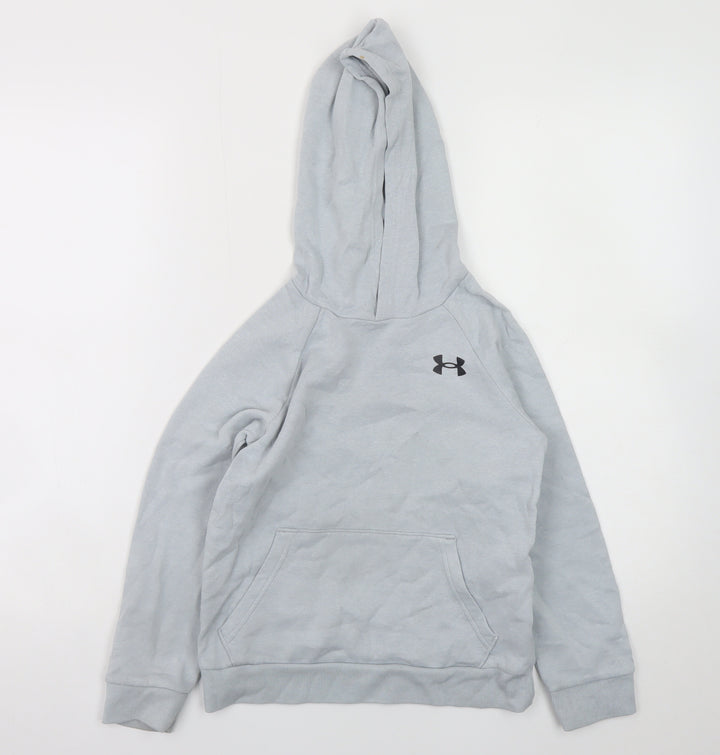 Under Armour Boys Grey Pullover Hoodie YSM 7-8 Years Fleece Sportswear