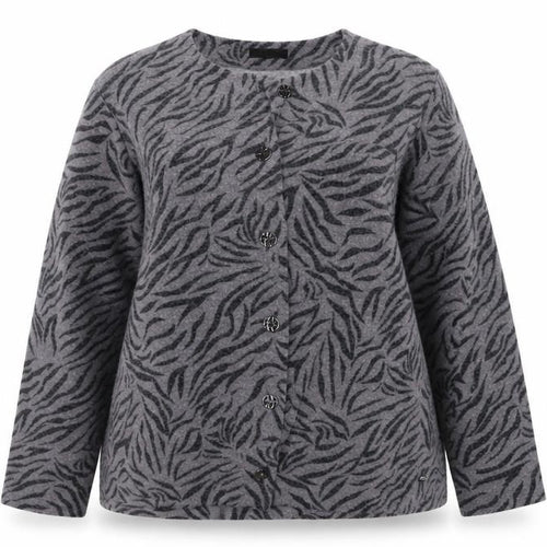 TIGI Women’s Grey Animal Print Button Cardigan Size 14