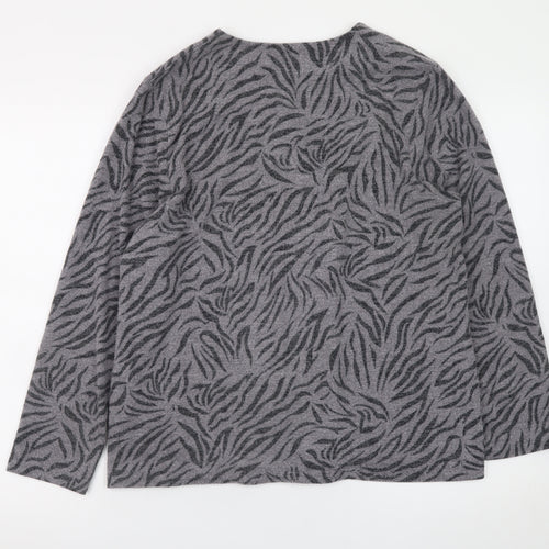 TIGI Women’s Grey Animal Print Button Cardigan Size 14