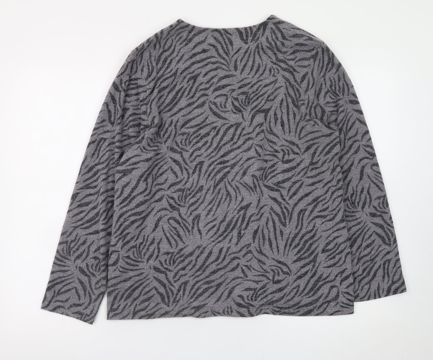 TIGI Women’s Grey Animal Print Button Cardigan Size 14