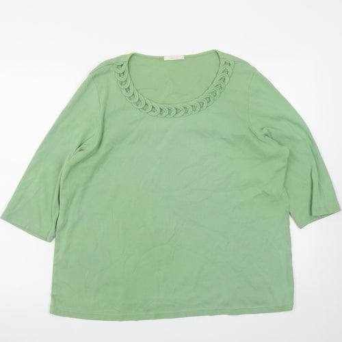 Marks and Spencer Women’s Green 3/4 Sleeve Cotton Top UK 18