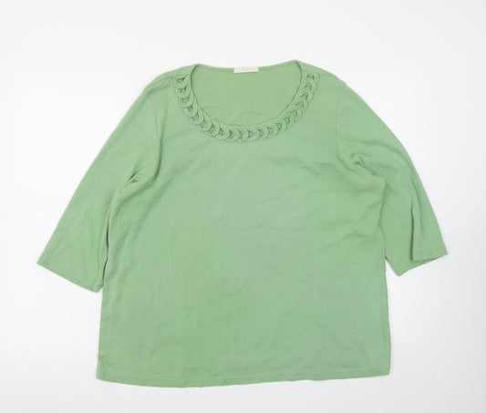 Marks and Spencer Women’s Green 3/4 Sleeve Cotton Top UK 18
