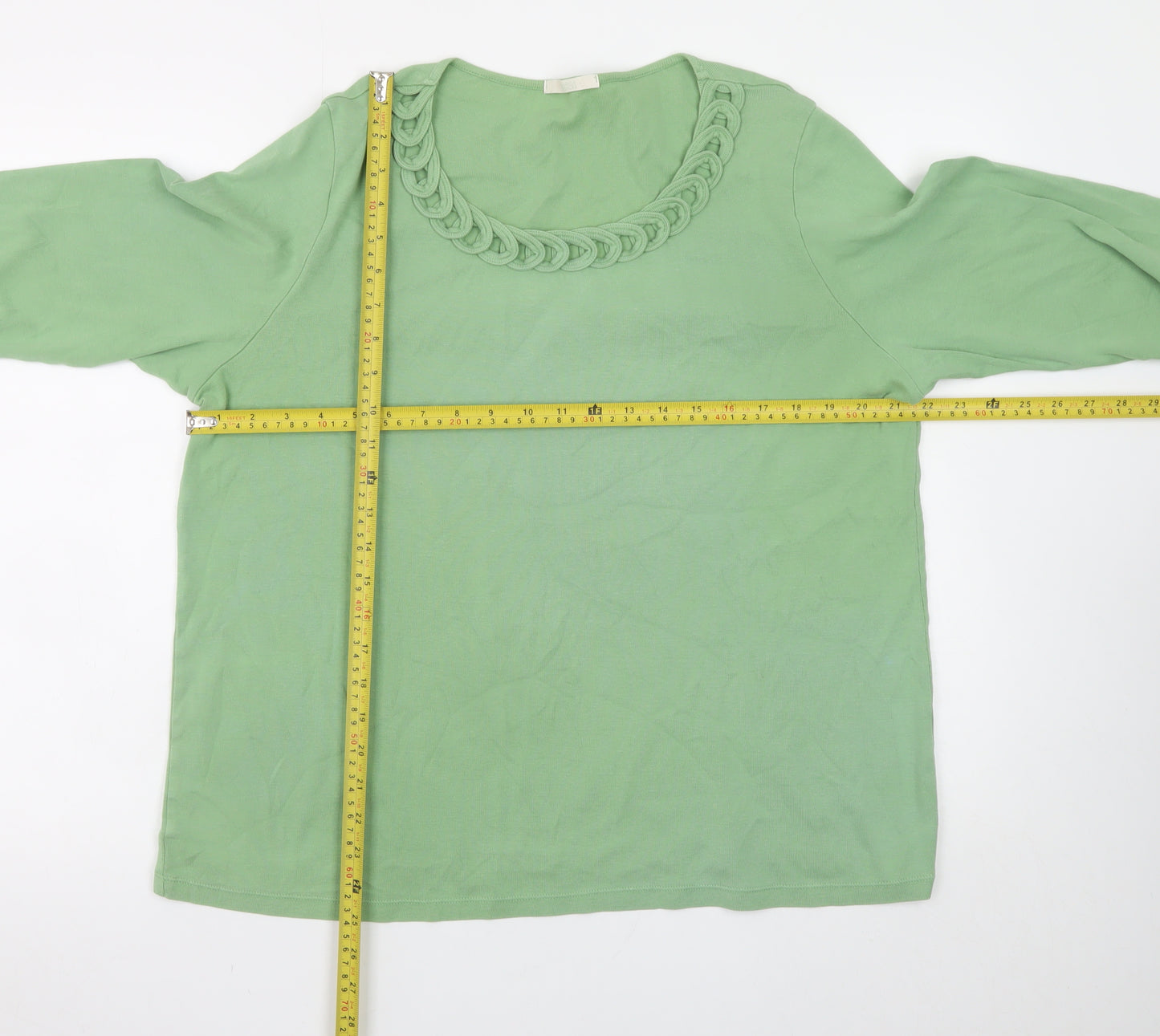 Marks and Spencer Women’s Green 3/4 Sleeve Cotton Top UK 18