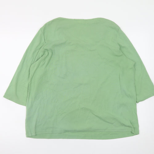 Marks and Spencer Women’s Green 3/4 Sleeve Cotton Top UK 18