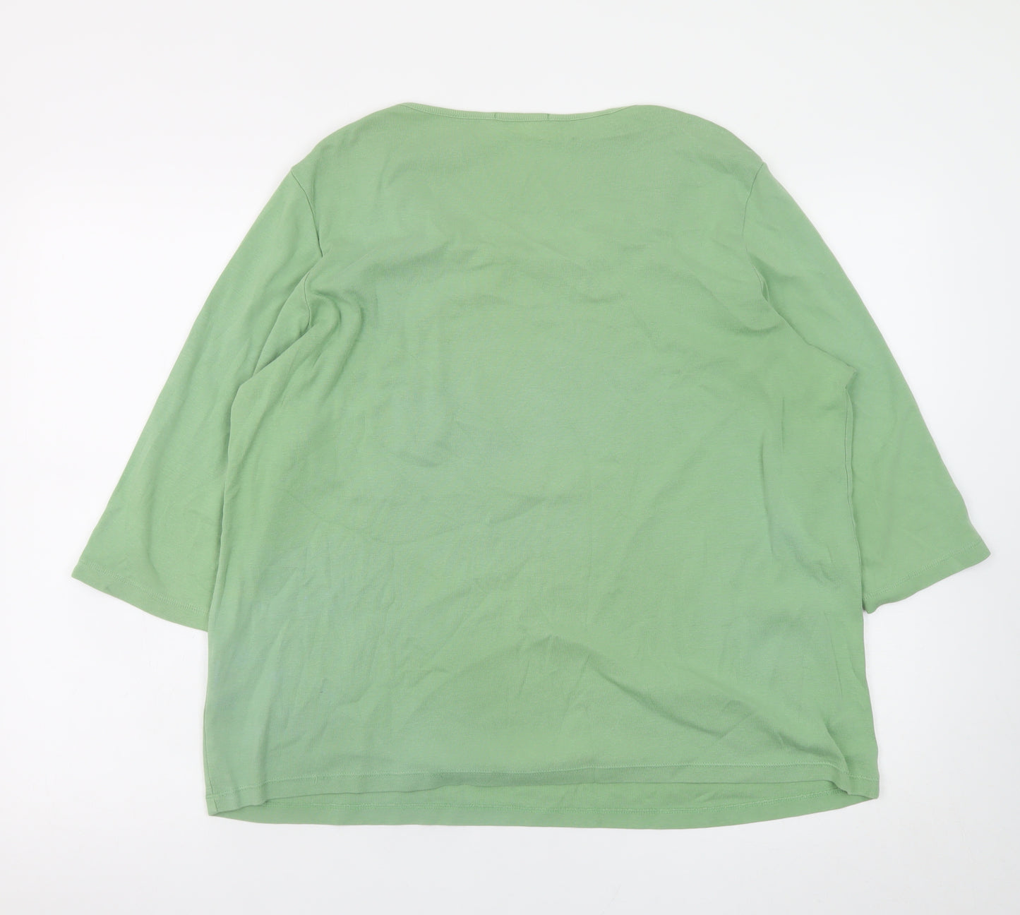 Marks and Spencer Women’s Green 3/4 Sleeve Cotton Top UK 18