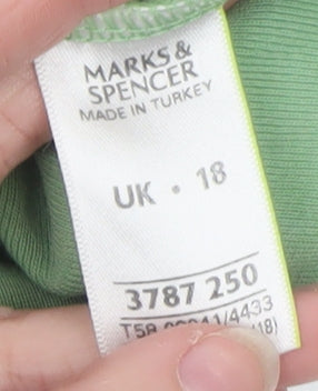 Marks and Spencer Women’s Green 3/4 Sleeve Cotton Top UK 18