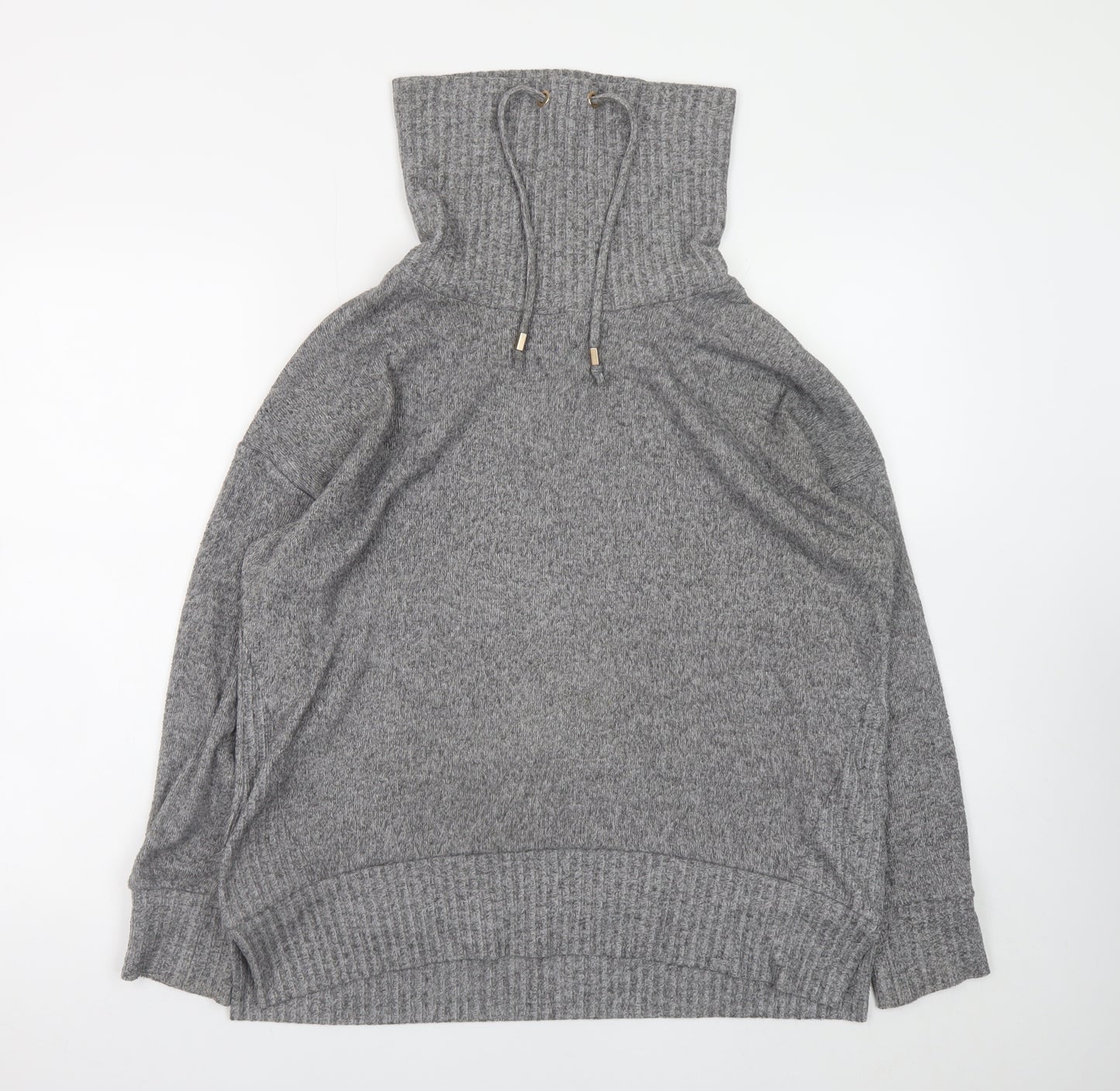 F&F Women's Grey High Neck Knit Pullover Jumper Size 12
