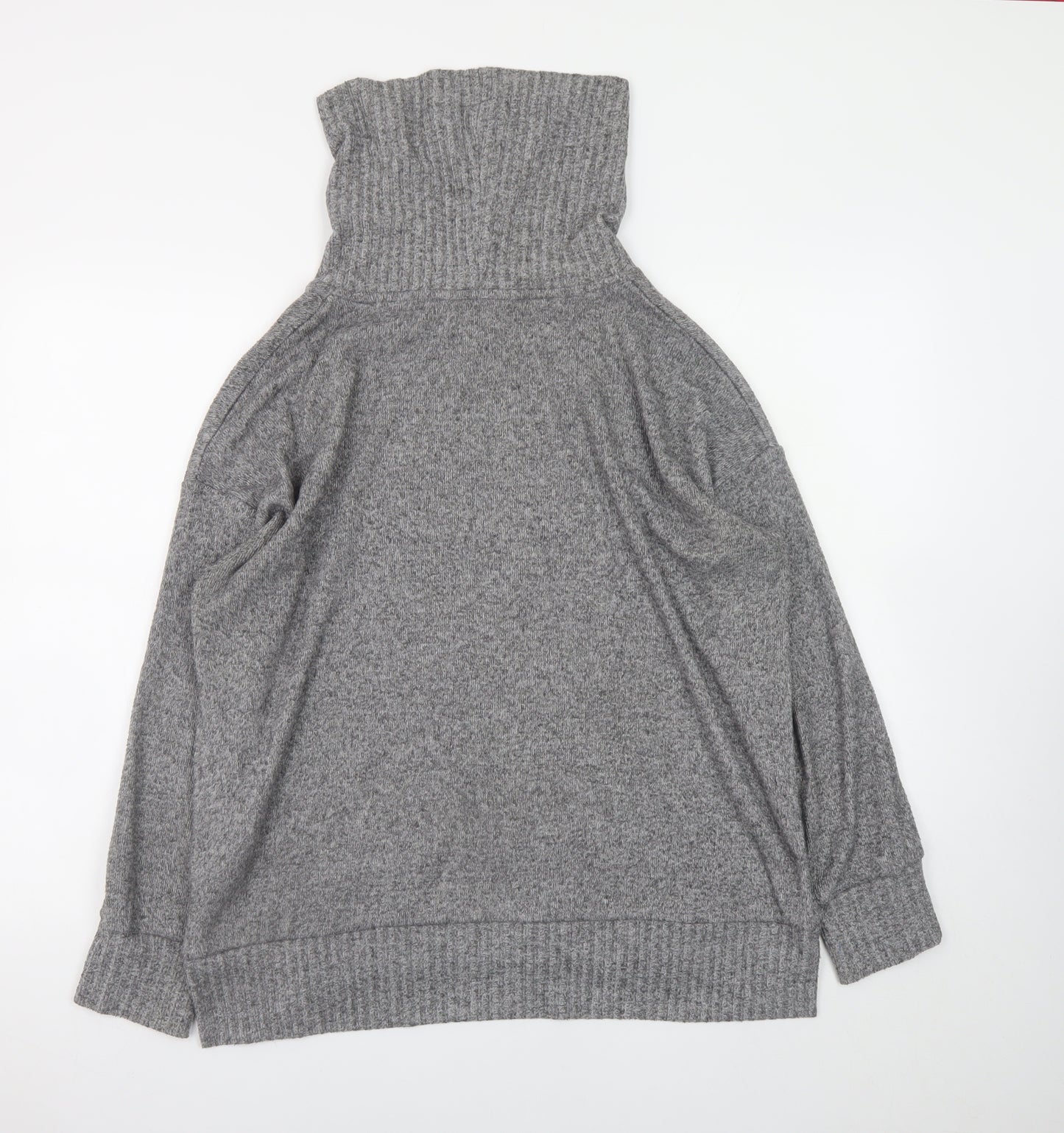 F&F Women's Grey High Neck Knit Pullover Jumper Size 12