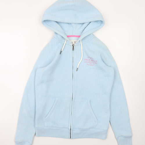 Jack Wills Women Blue Full Zip Hoodie Size 10 Hooded Sweatshirt