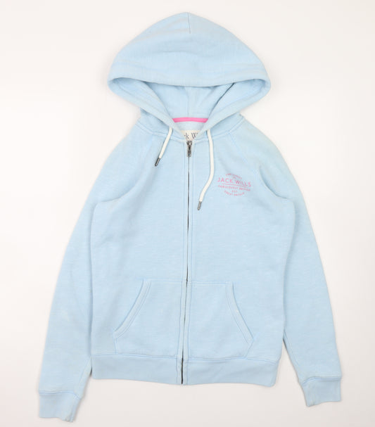 Jack Wills Women Blue Full Zip Hoodie Size 10 Hooded Sweatshirt