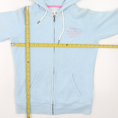 Jack Wills Women Blue Full Zip Hoodie Size 10 Hooded Sweatshirt