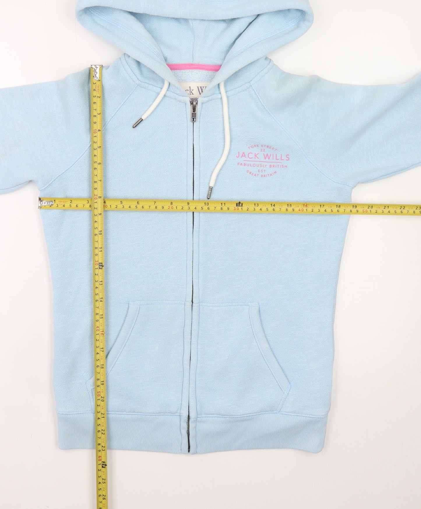 Jack Wills Women Blue Full Zip Hoodie Size 10 Hooded Sweatshirt