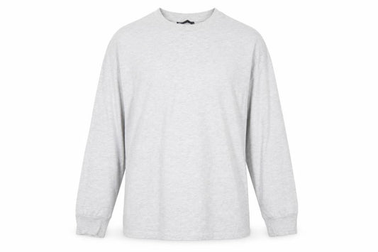 Front view of ASOS Weekend Collective Grey Long Sleeve Men's T-Shirt M
