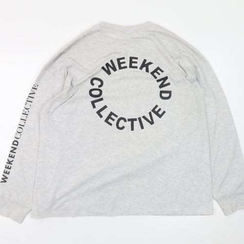 ASOS Weekend Collective Grey Long Sleeve Men's T-Shirt M