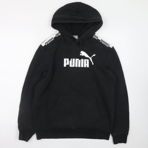 Puma Men's Black Pullover Hoodie M Graphic Logo Fleece Sweatshirt
