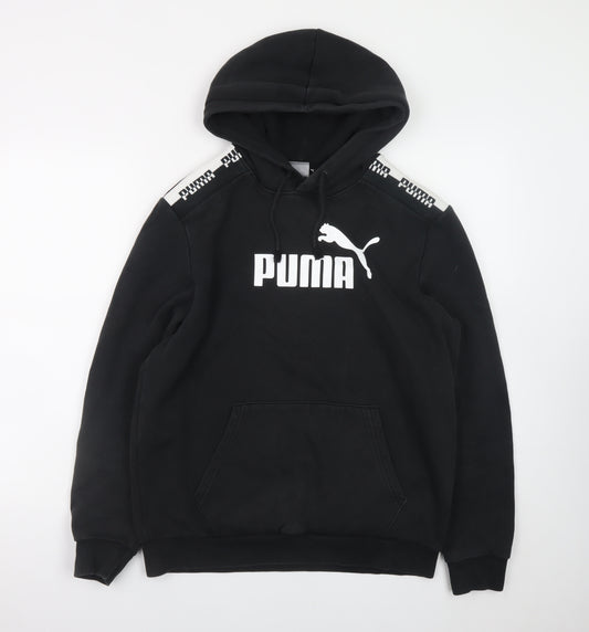 Puma Men's Black Pullover Hoodie M Graphic Logo Fleece Sweatshirt