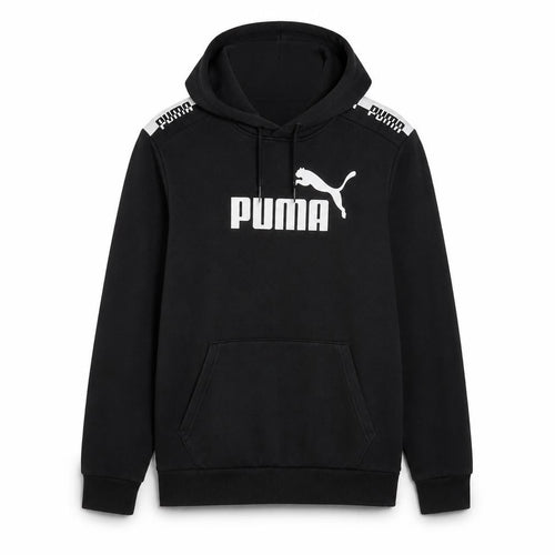 Puma Men's Black Pullover Hoodie M Graphic Logo Fleece Sweatshirt