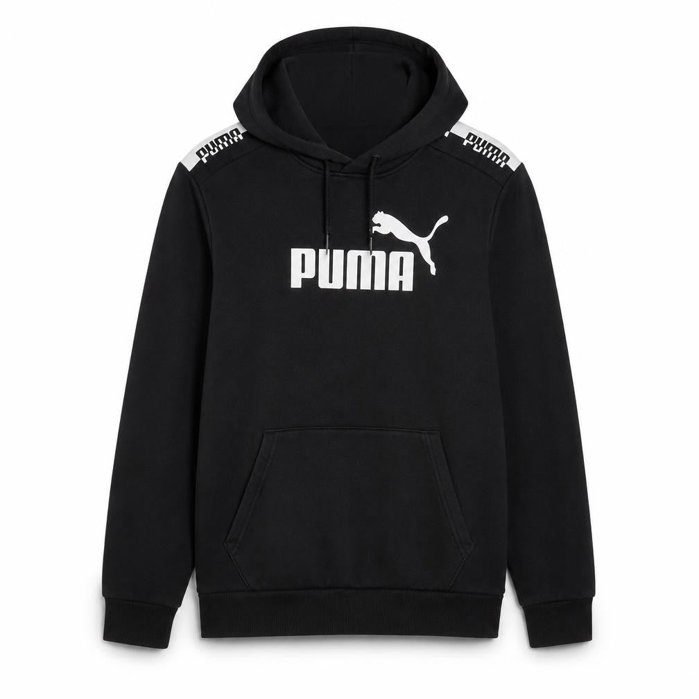 Puma Men's Black Pullover Hoodie M Graphic Logo Fleece Sweatshirt