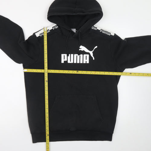 Puma Men's Black Pullover Hoodie M Graphic Logo Fleece Sweatshirt