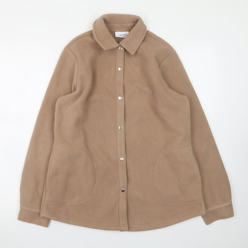 Denim & Co. Women Beige Fleece Button Jacket Size S Classic Casual