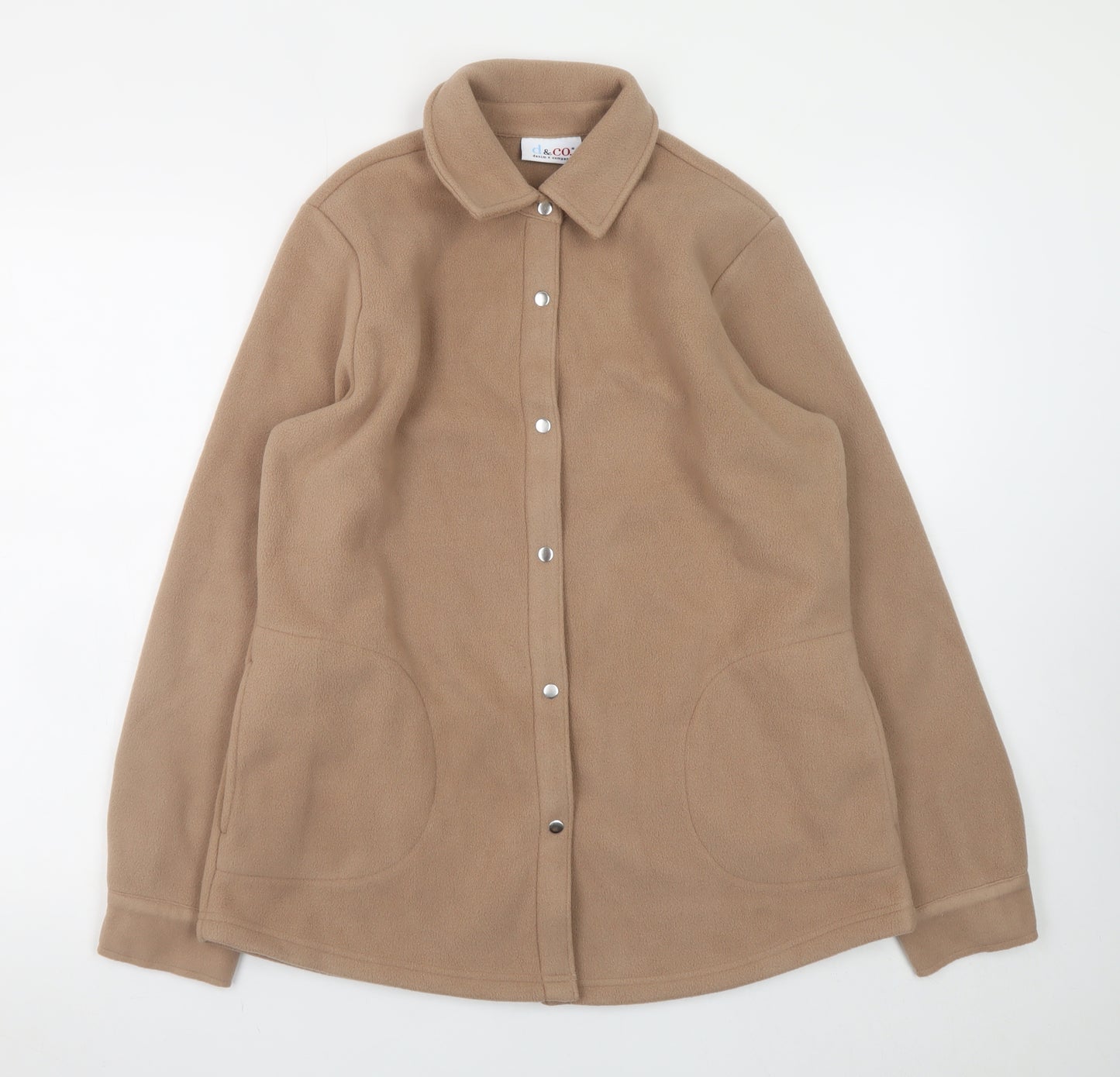Denim & Co. Women Beige Fleece Button Jacket Size S Classic Casual
