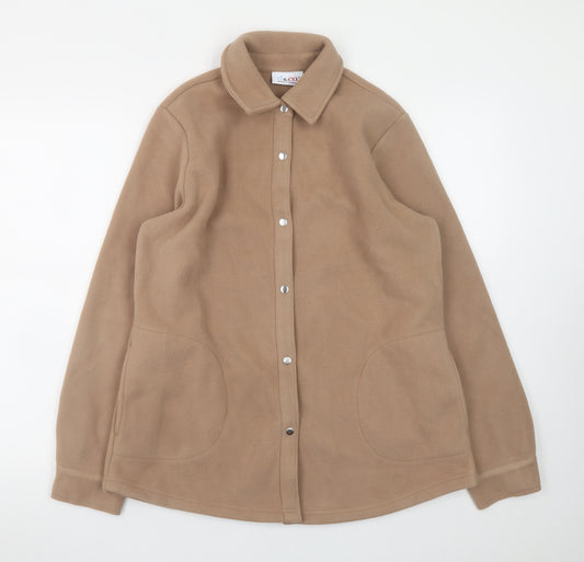 Denim & Co. Women Beige Fleece Button Jacket Size S Classic Casual