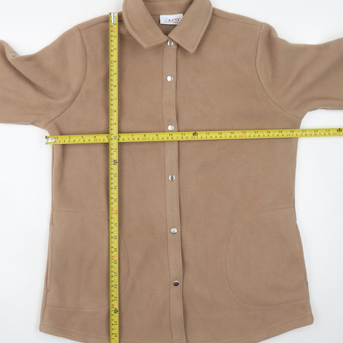 Denim & Co. Women Beige Fleece Button Jacket Size S Classic Casual