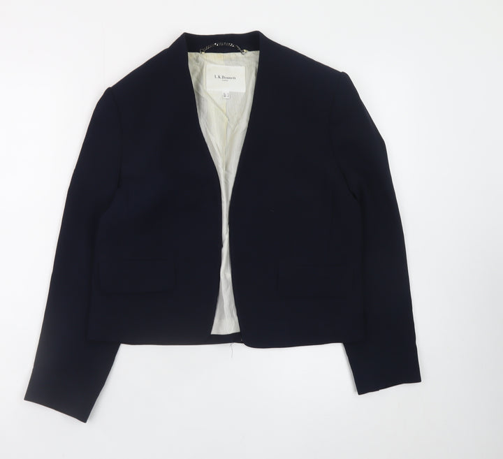L.K. Bennett Women's Blue Cropped Blazer Size 10 Classic Formal
