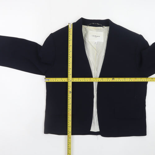 L.K. Bennett Women's Blue Cropped Blazer Size 10 Classic Formal