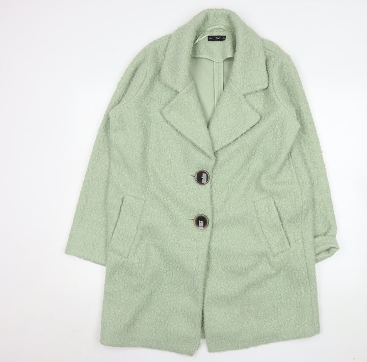 F&F Women’s Green Mid-Length Overcoat Size 8 Polyester Classic Style