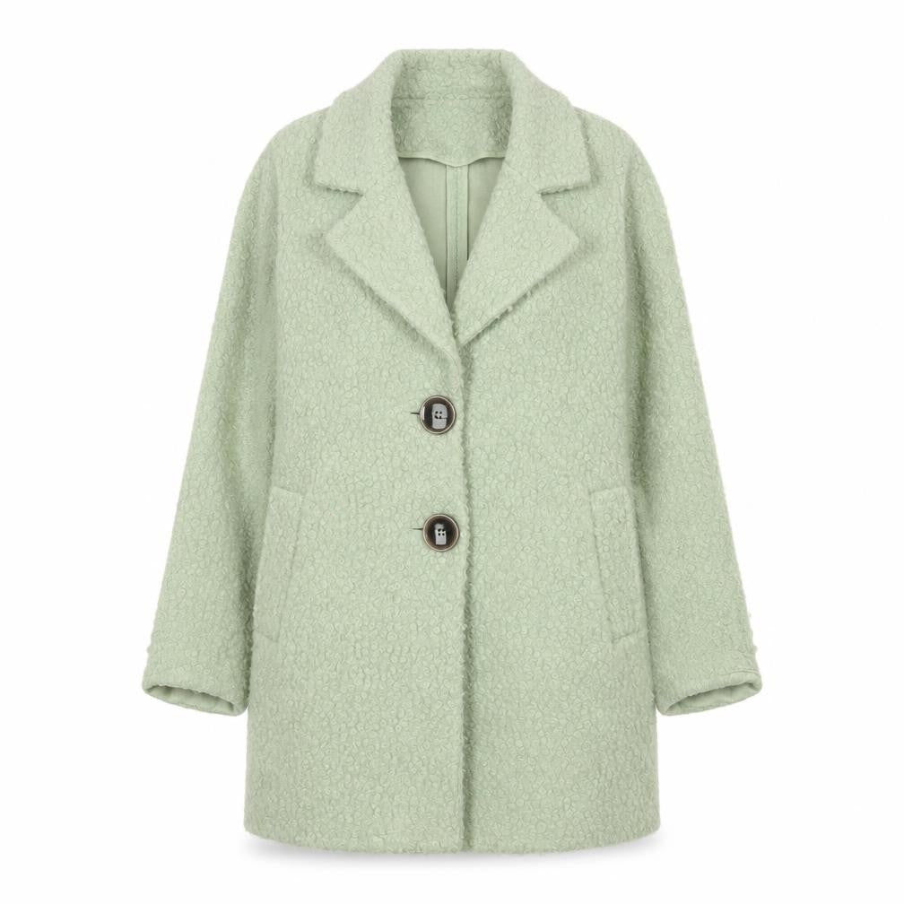 Front view of F&F Women’s Green Mid-Length Overcoat, size UK 8, Polyester Classic Style