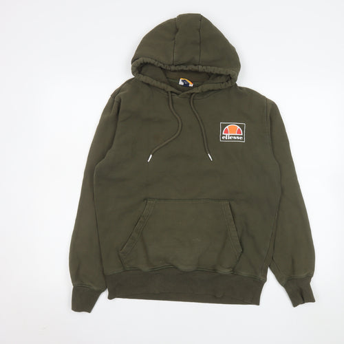 Ellesse Men's Green Pullover Hoodie Size M Logo Fleece Sweatshirt