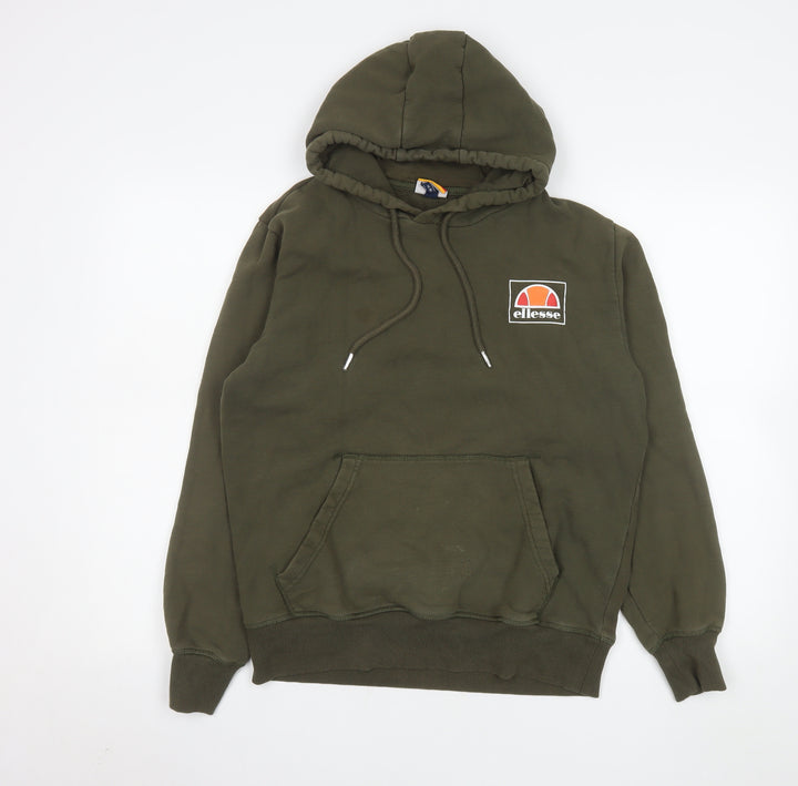 Ellesse Men's Green Pullover Hoodie Size M Logo Fleece Sweatshirt