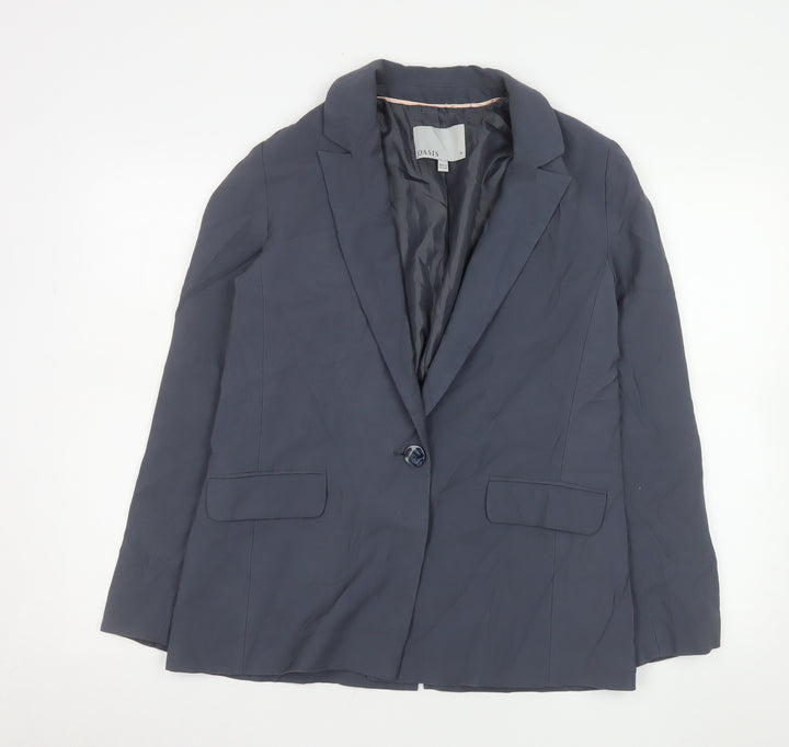 Oasis Women Blue Single-Breasted Blazer Jacket UK 10