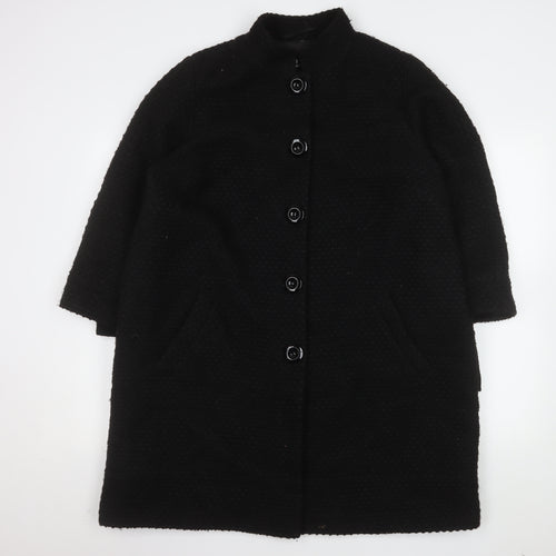 Marks and Spencer Per Una Women Black Wool Blend Long Coat Size 18