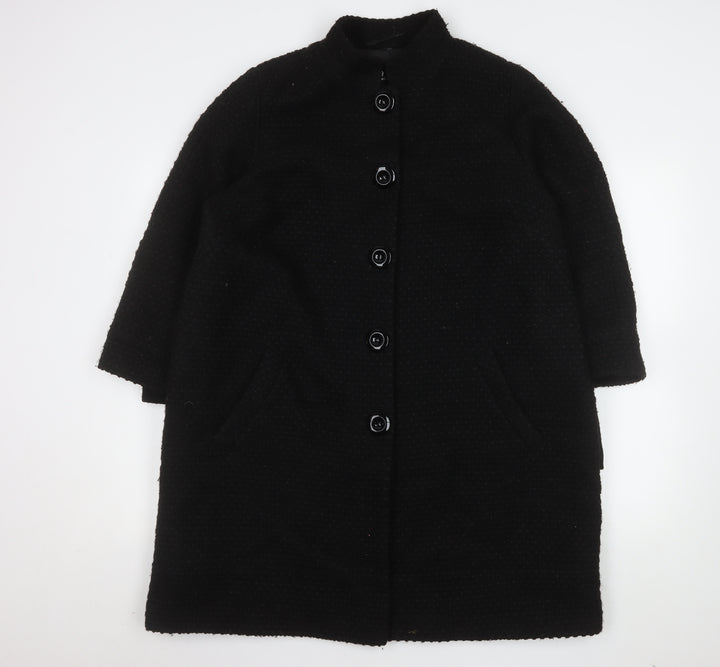 Marks and Spencer Per Una Women Black Wool Blend Long Coat Size 18