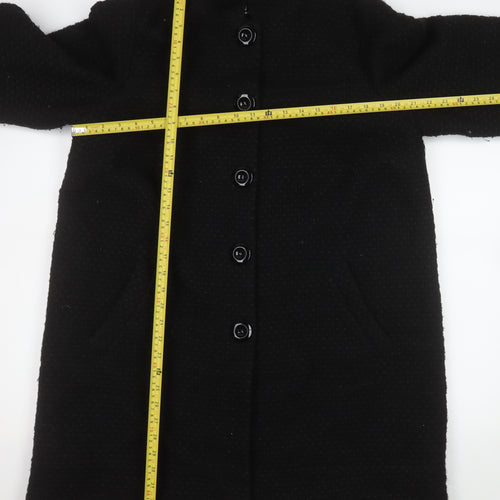 Marks and Spencer Per Una Women Black Wool Blend Long Coat Size 18