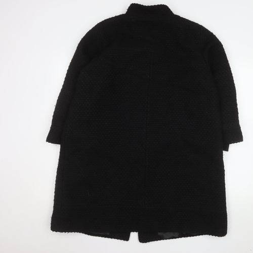 Marks and Spencer Per Una Women Black Wool Blend Long Coat Size 18