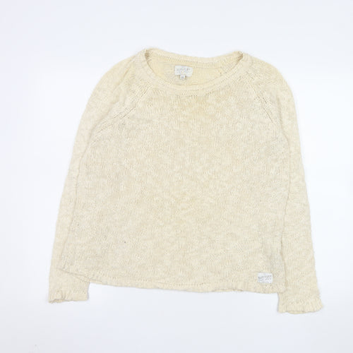 Superdry Women Beige Cotton Knit Pullover Jumper M