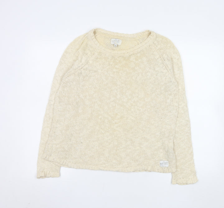Superdry Women Beige Cotton Knit Pullover Jumper M